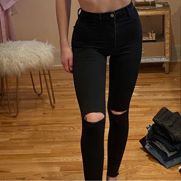 Women's Black Ripped Jeans - Picture 2 of 4
